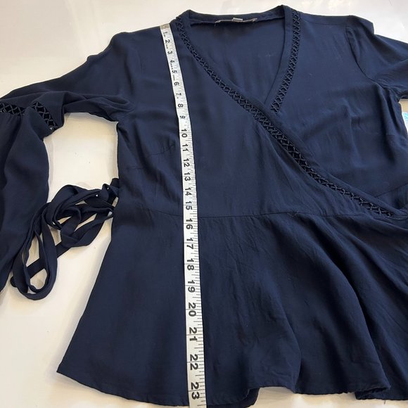 Ann Taylor Loft Navy Wrap Blouse - Picture 8 of 10